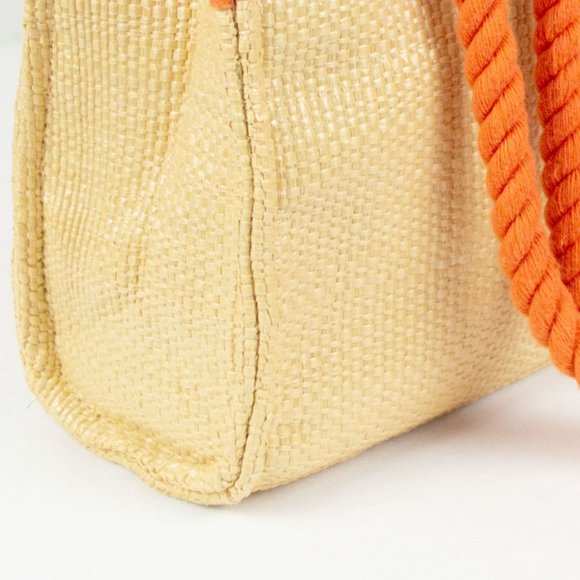 Escada Vintage Orange Raffia Tote 80s - Picture 5 of 10
